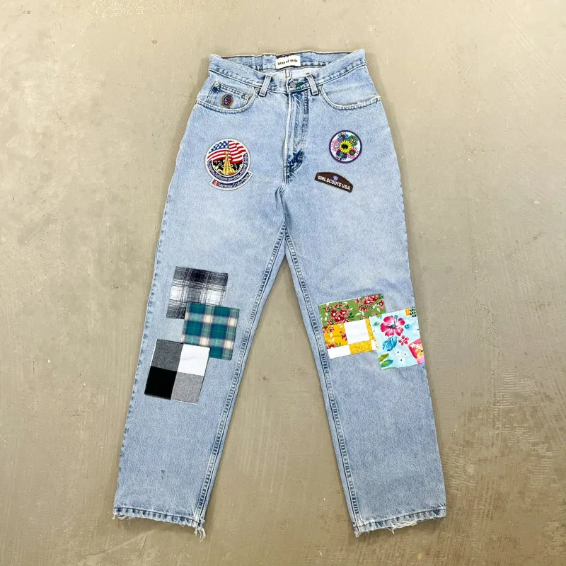 F- HOM Tommy Hilfiger Patches Reworked Custom Jeans sold by HG Vintage