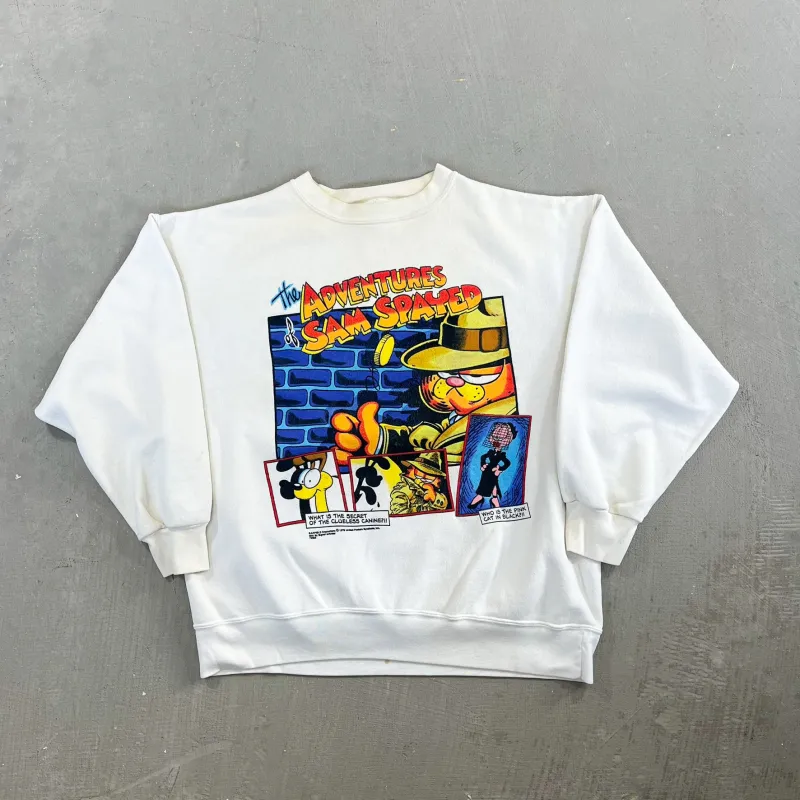 F- Vintage '78 Garfield Adventures Of Sam Spayed Graphic Crewneck sold by HG Vintage