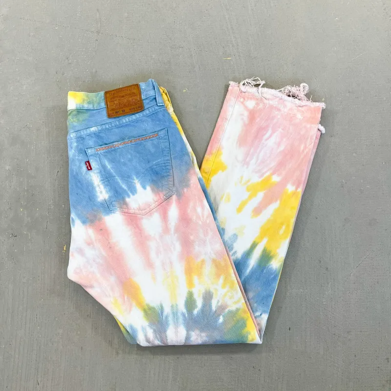 F- HOM Levi's 501 '93 Tie Dye Reworked Custom Jeans sold by HG Vintage