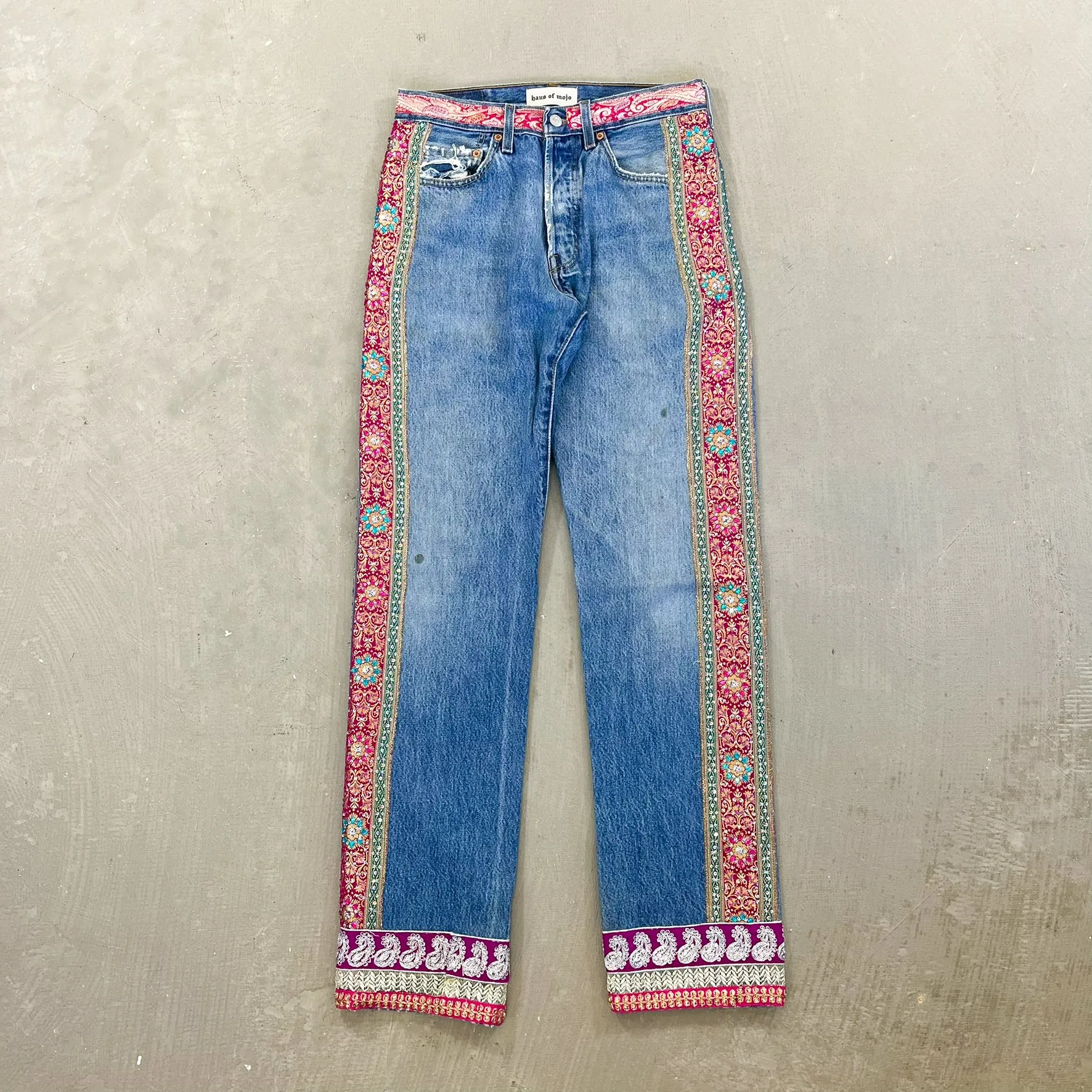 F- HOM Levi's 501 Hand Beaded Reworked Custom Jeans sold by HG Vintage product image thumbnail 2