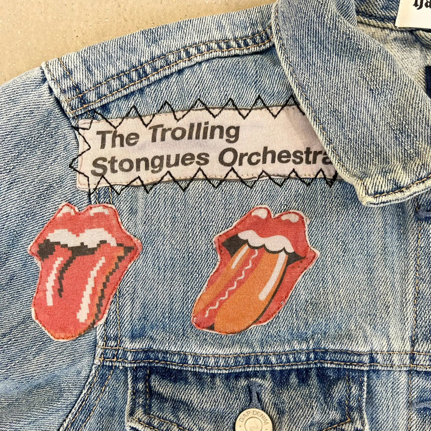 F- HOM Gap Rolling Stones/Metallica Reworked Custom Denim Jacket sold by HG Vintage product image thumbnail 4