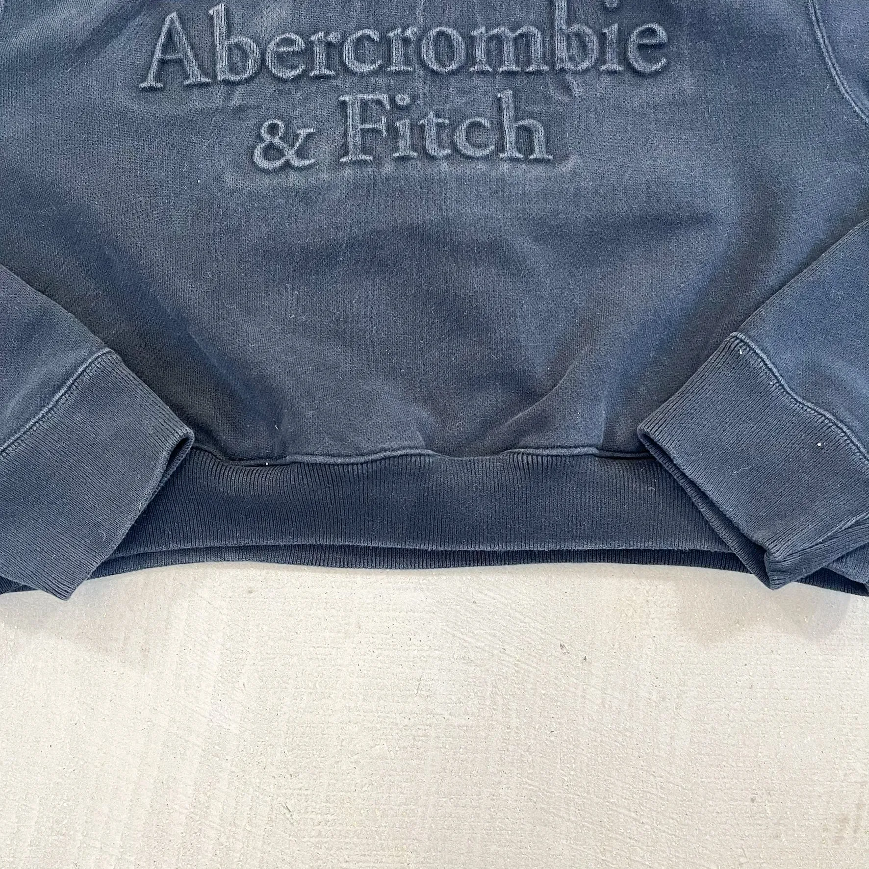 F- HOM Abercrombie & Fitch Puff Text Cropped Reworked Hoodie sold by HG Vintage product image thumbnail 5