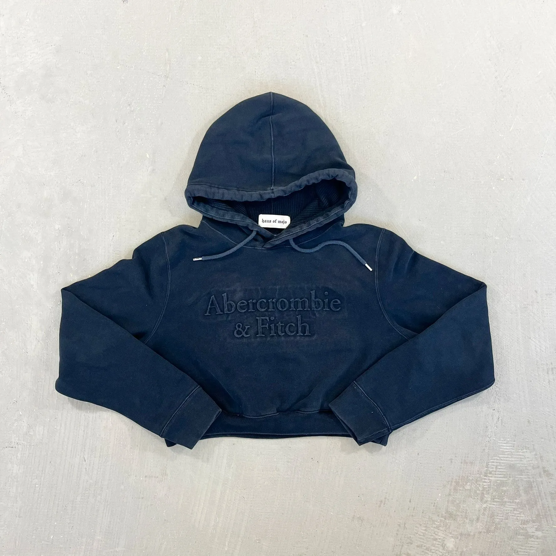 F- HOM Abercrombie & Fitch Puff Text Cropped Reworked Hoodie sold by HG Vintage