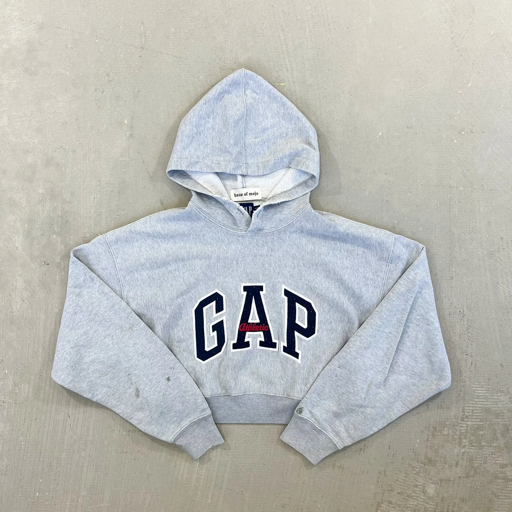 F- HOM Gap Athletic Puff Text Cropped Reworked Hoodie sold by HG Vintage