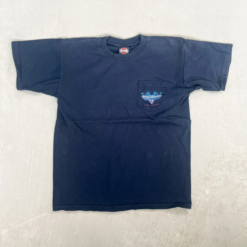 F- Vintage '98 Harley Davidson cafe Las Vegas Pocket Tee sold by HG Vintage