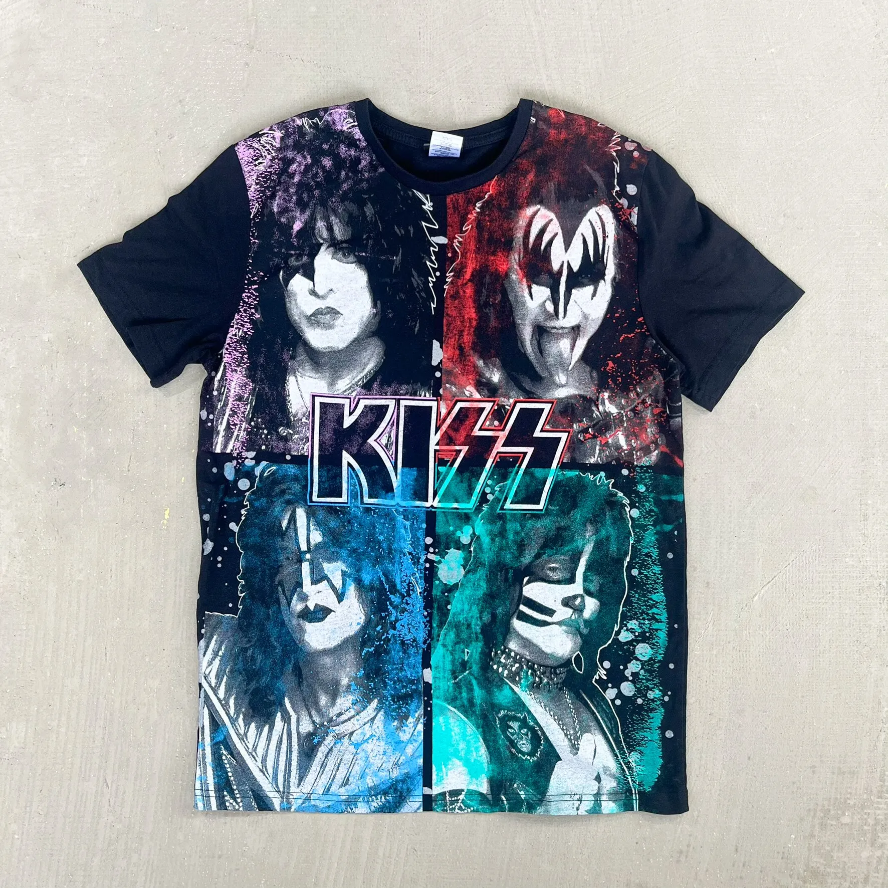 F- Kiss Picture & Text Multi Color Tee sold by HG Vintage