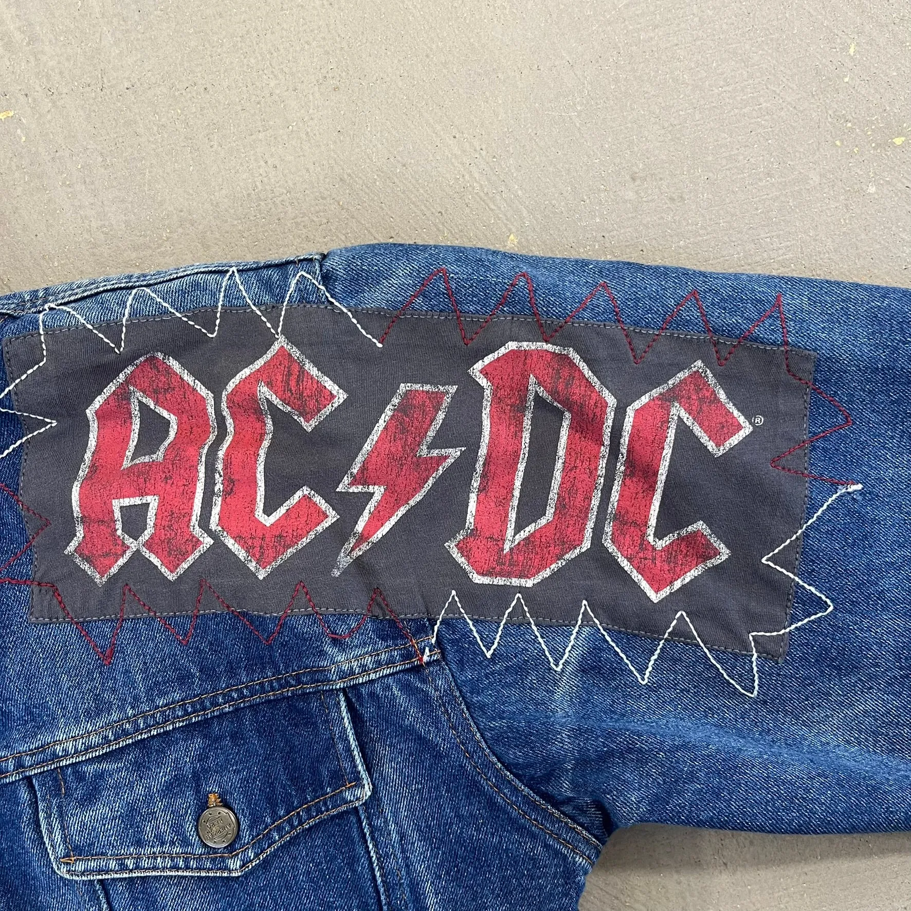 F- HOM AC/DC Blow Up Your Video Reworked Custom Denim Jacket sold by HG Vintage product image thumbnail 2