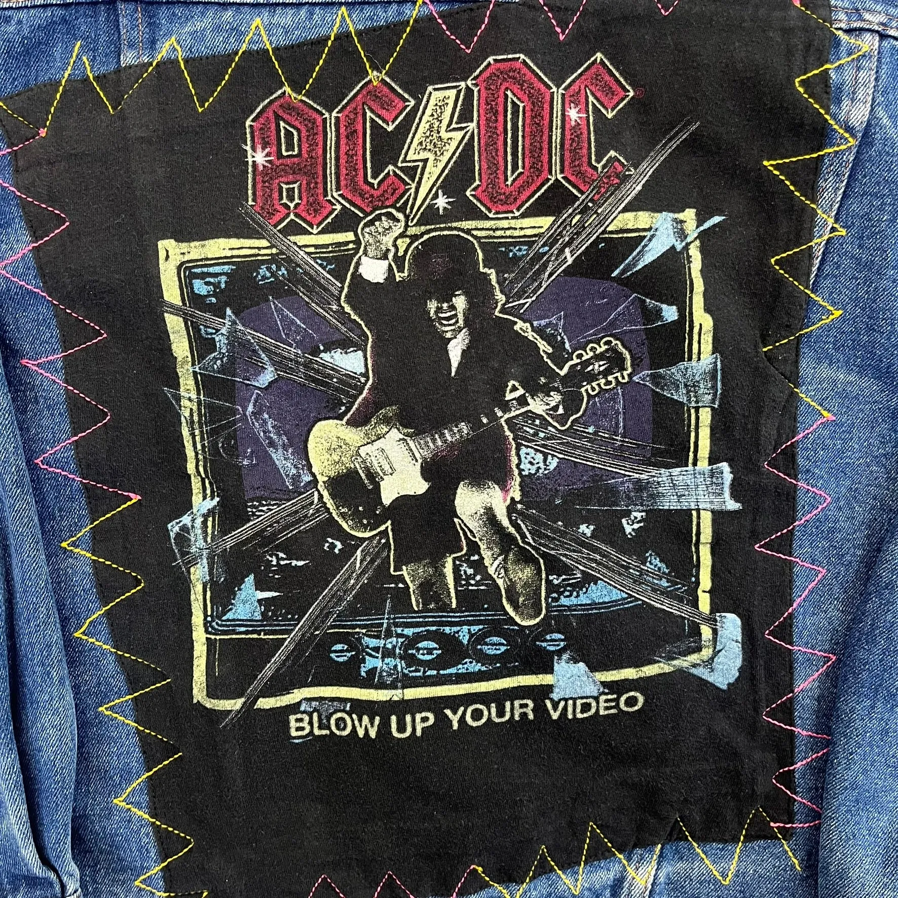 F- HOM AC/DC Blow Up Your Video Reworked Custom Denim Jacket sold by HG Vintage product image thumbnail 5