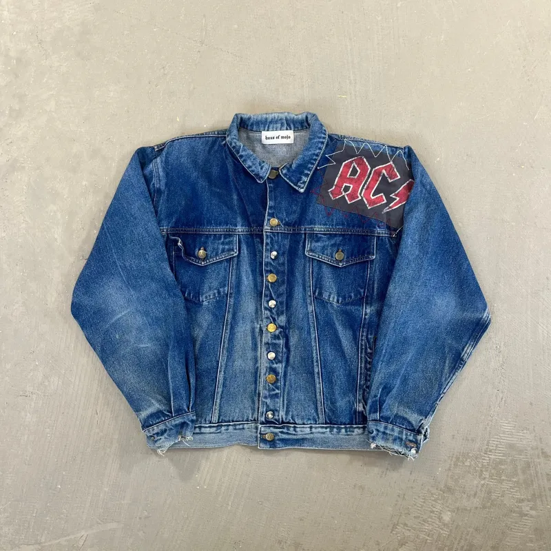 F- HOM AC/DC Blow Up Your Video Reworked Custom Denim Jacket sold by HG Vintage