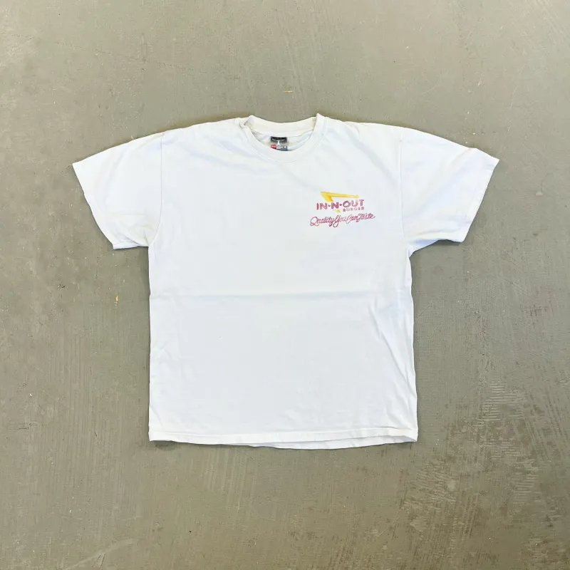 F- Vintage In N Out Burgers Drive through Hanes Beefy Tee made by Hard Rock Cafe
