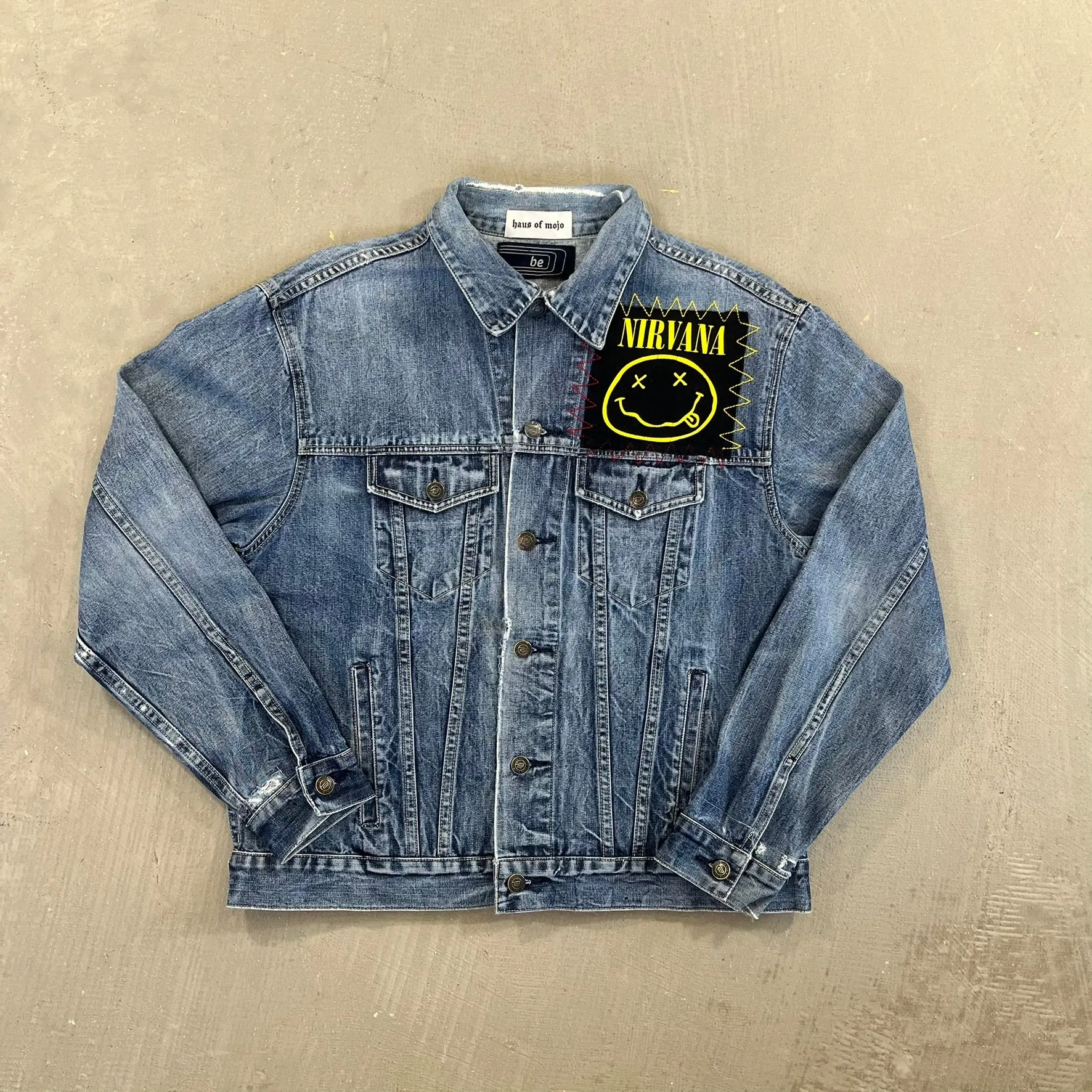 F- HOM AC/DC Nirvana Reworked Custom Denim Jacket sold by HG Vintage