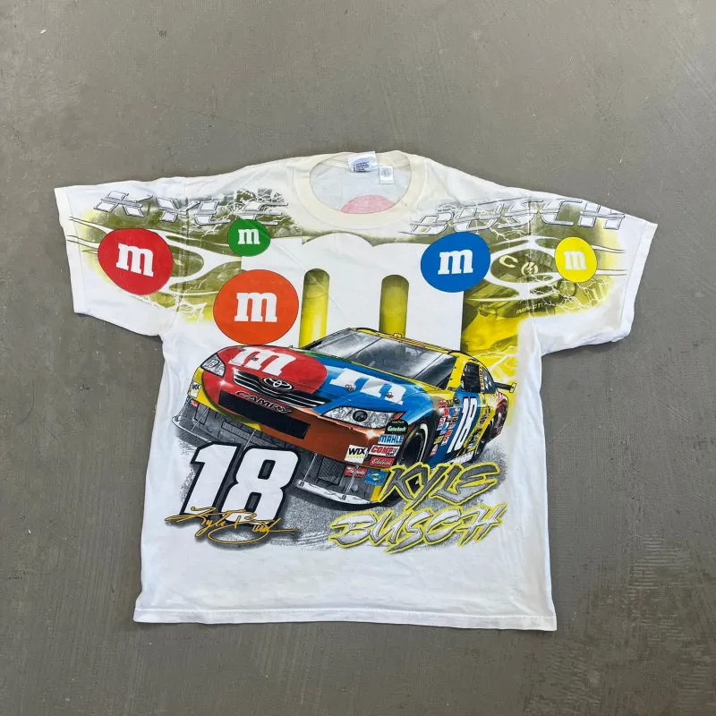 F- '08 Nascar Chase Authentic Kyle Busch M&M Car Jumbo Print Tee sold by HG Vintage