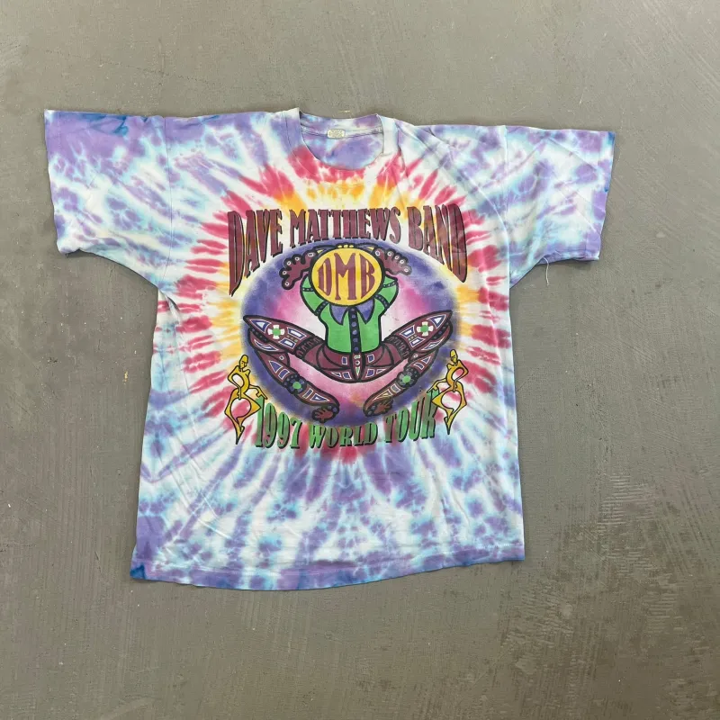 F- Vintage '97 The Dave Matthews Band World Tour Tie Dye Single Stitch Tee sold by HG Vintage