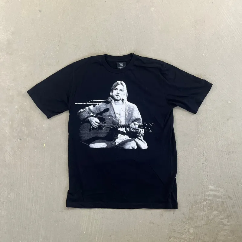 F- Kurt Cobain Playing Guitar Tee sold by HG Vintage