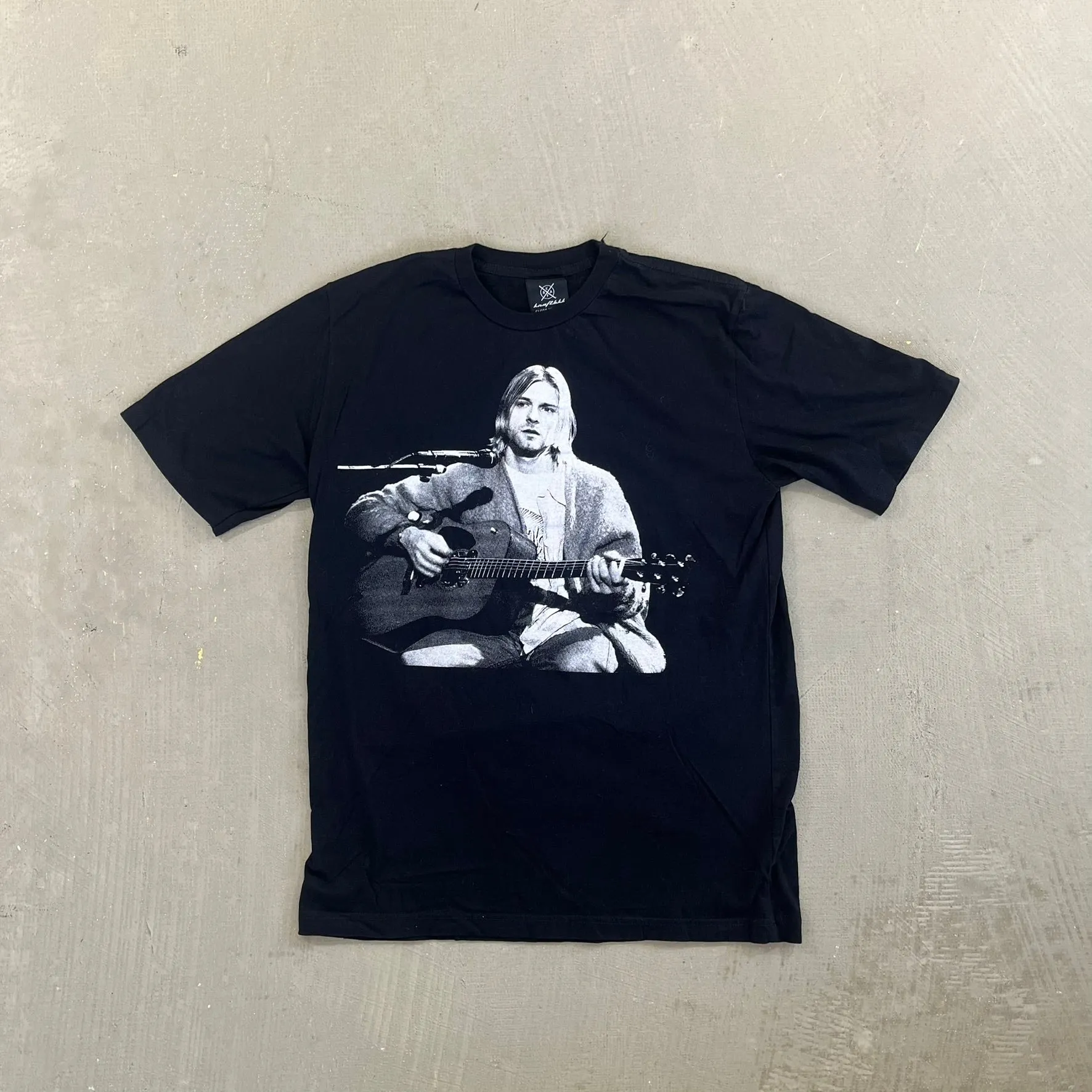 F- Kurt Cobain Playing Guitar Tee sold by HG Vintage