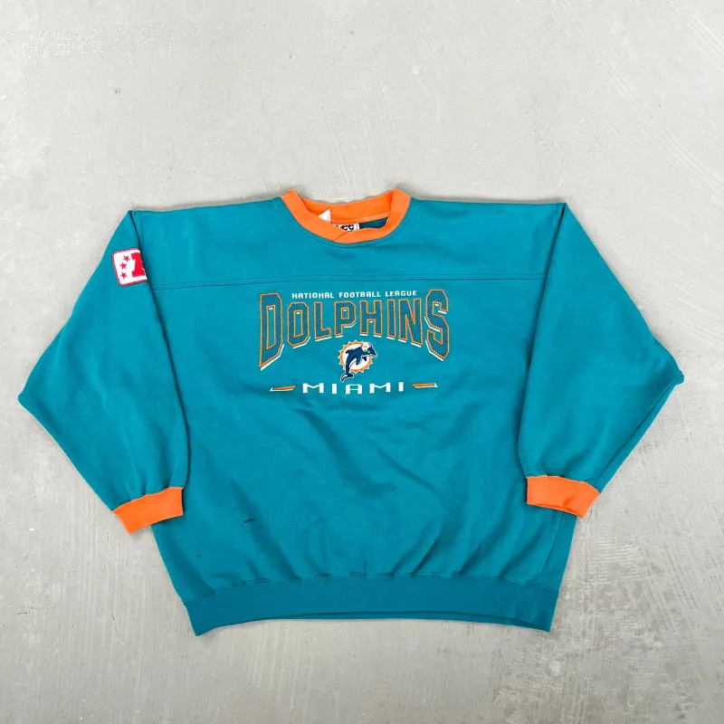 F- Vintage Miami Dolphins NFL Lee Embroidered Logo & Text Crewneck sold by HG Vintage