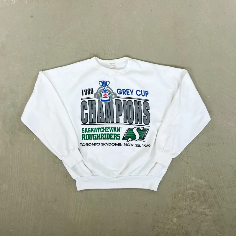 F- Vintage '89 Saskatchewan RoughRiders CFL Grey Cup Champs Crewneck sold by HG Vintage