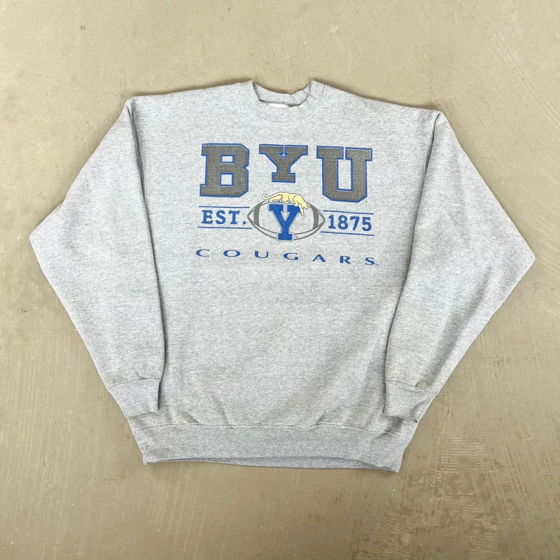 F- Vintage Bringham Young University Cougars Pro Player Text Crewneck sold by HG Vintage