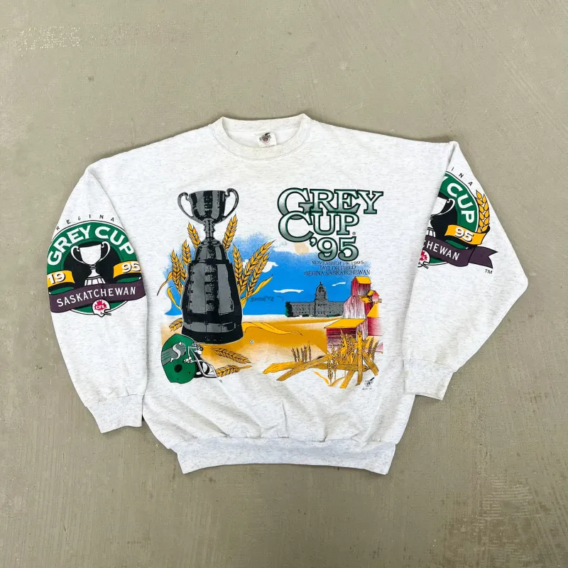 F- Vintage '95 Grey Cup Saskatchewan Roughriders CFL Regina Crewneck sold by HG Vintage