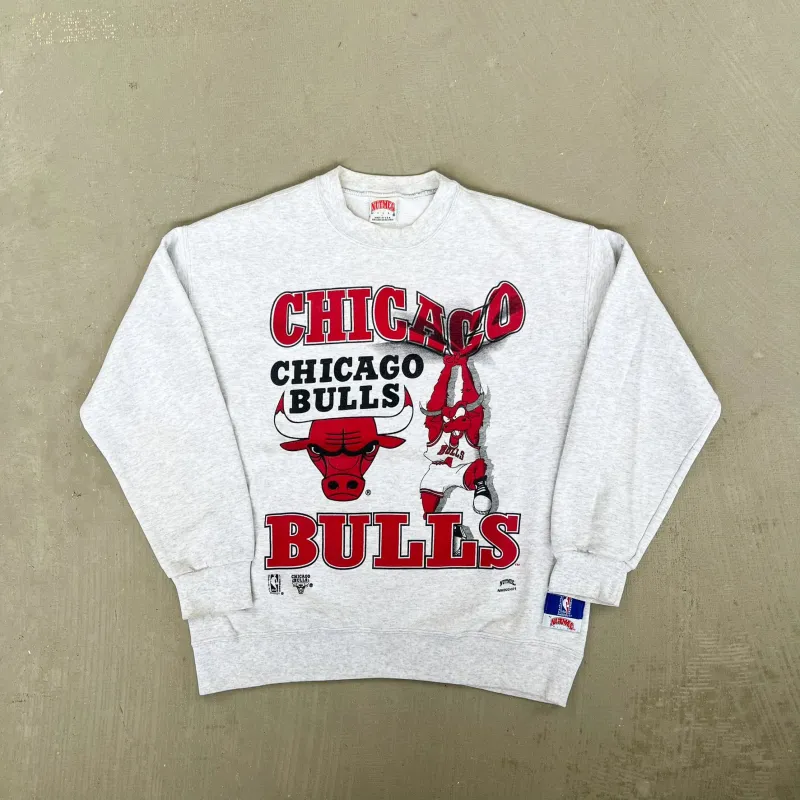 F- Vintage Chicago Bulls NBA Nutmeg Mascot & Text Crewneck sold by HG Vintage