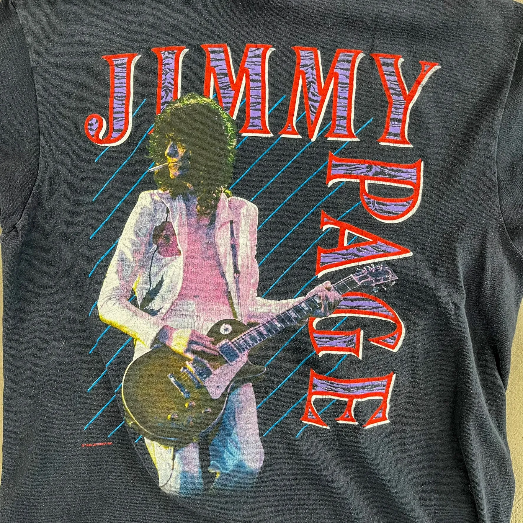 F- Vintage '88 Jimmy Page Picture & Guitar Single Stitch Hanes Tag Tee sold by HG Vintage product image thumbnail 2