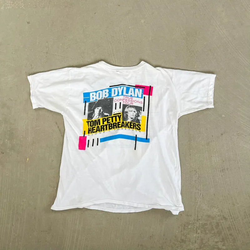 F- Vintage '86 Tom Petty & Bob Dylan True Confession Tour Single Stitch Tee sold by HG Vintage
