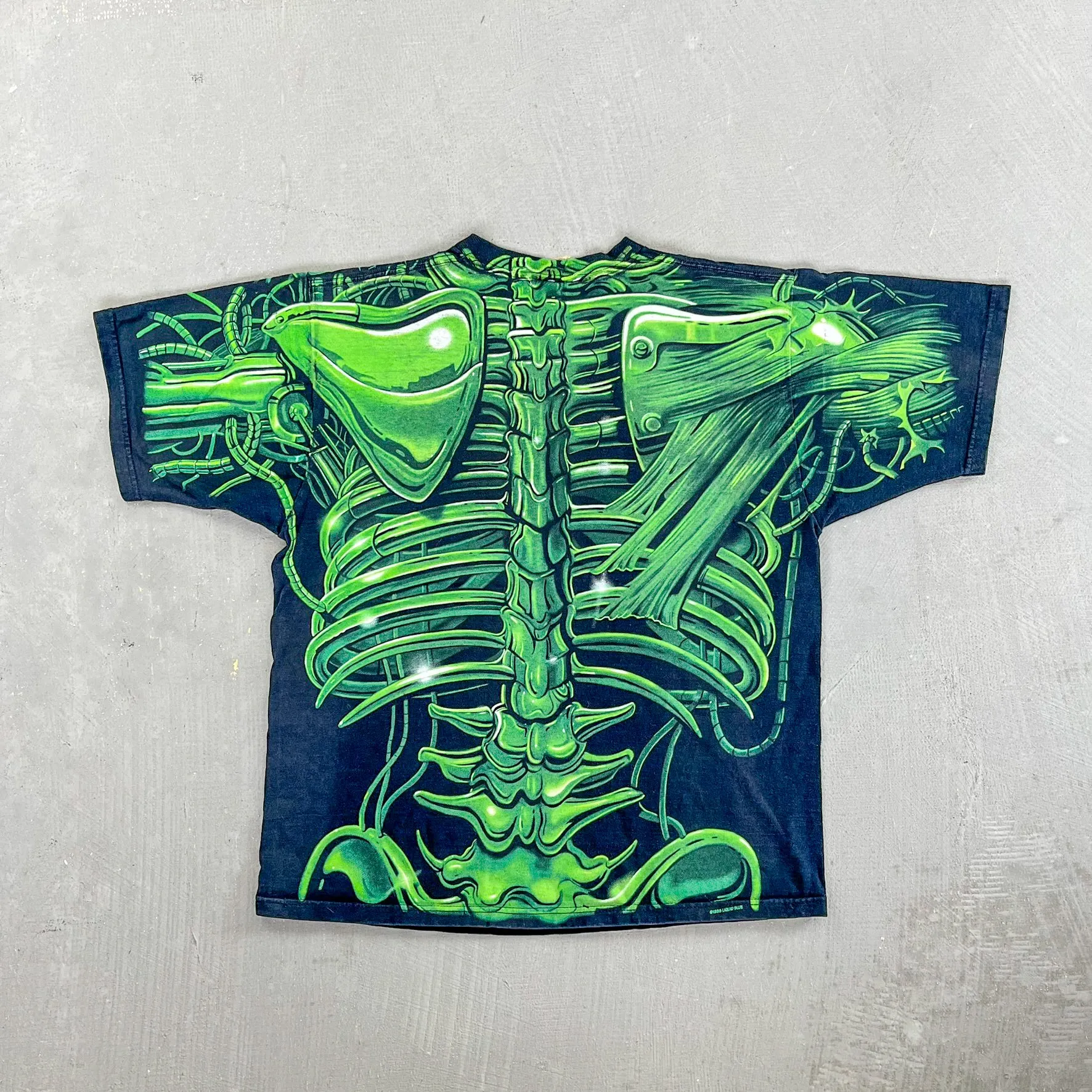 F- Vintage '98 Liquid Blue Robot Skeleton Skull Jumbo Print Tee sold by HG Vintage product image thumbnail 5