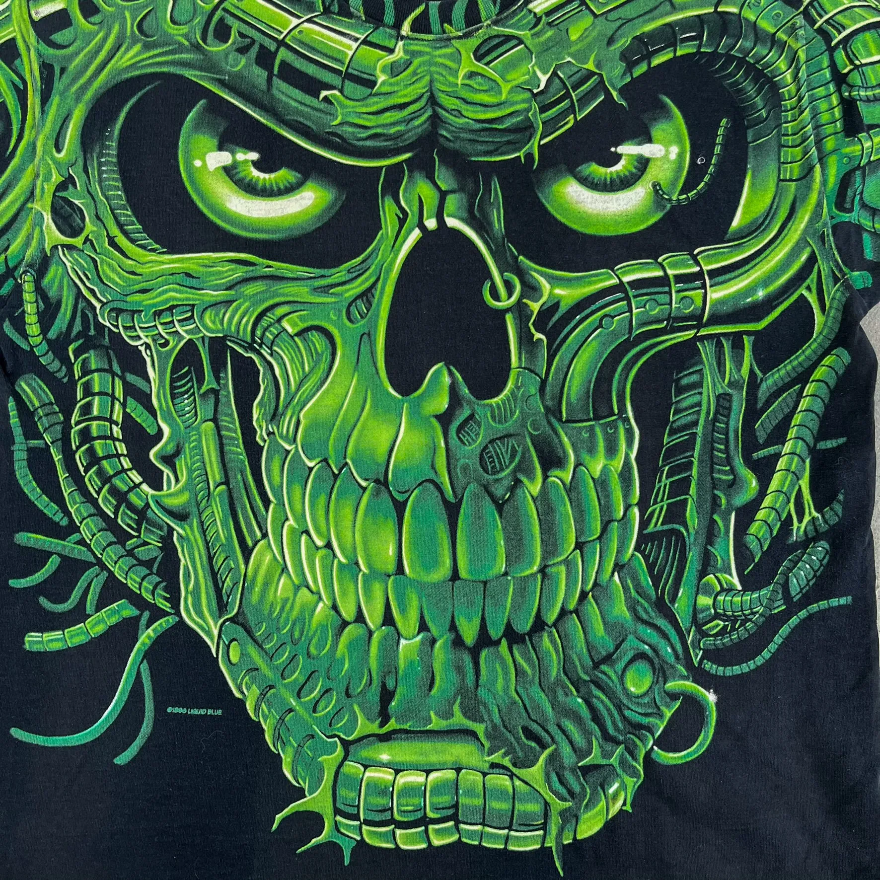 F- Vintage '98 Liquid Blue Robot Skeleton Skull Jumbo Print Tee sold by HG Vintage product image thumbnail 2