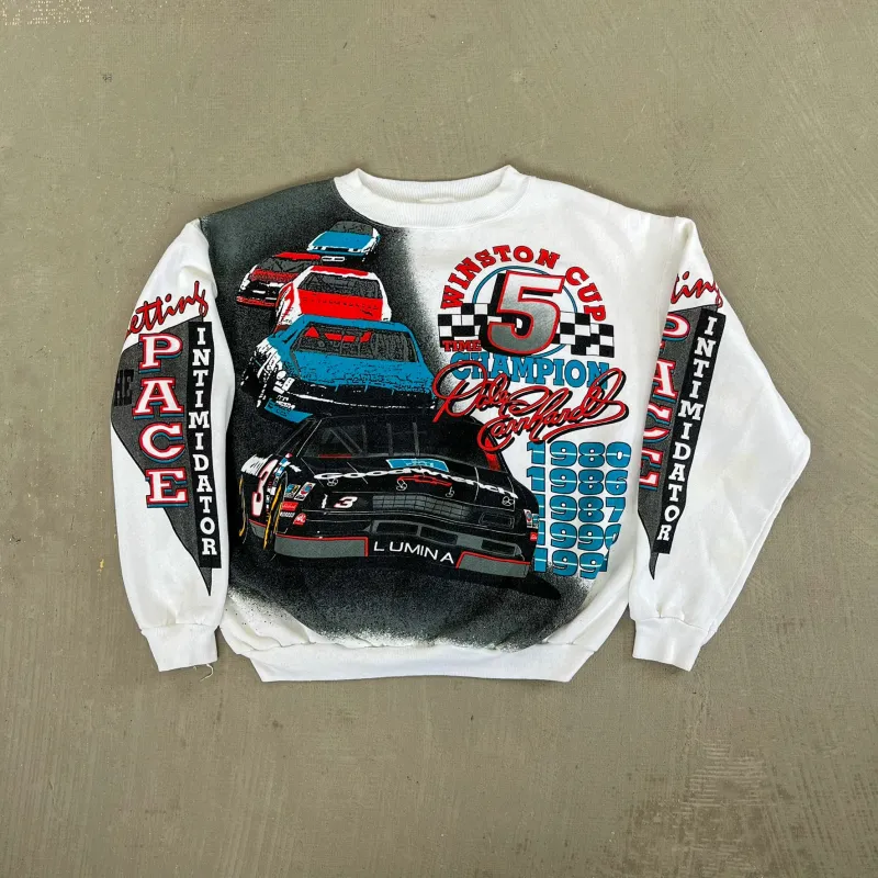 F- Vintage '91 Nascar Dale Earnhardt 5 Times Champion Jumbo Print Crewneck sold by HG Vintage