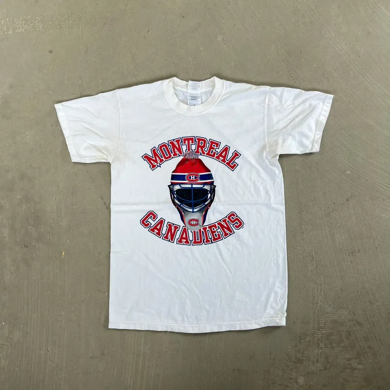 F- Vintage Montreal Canadiens NHL Bulletin Goalie Mask & Beanie Tee sold by HG Vintage