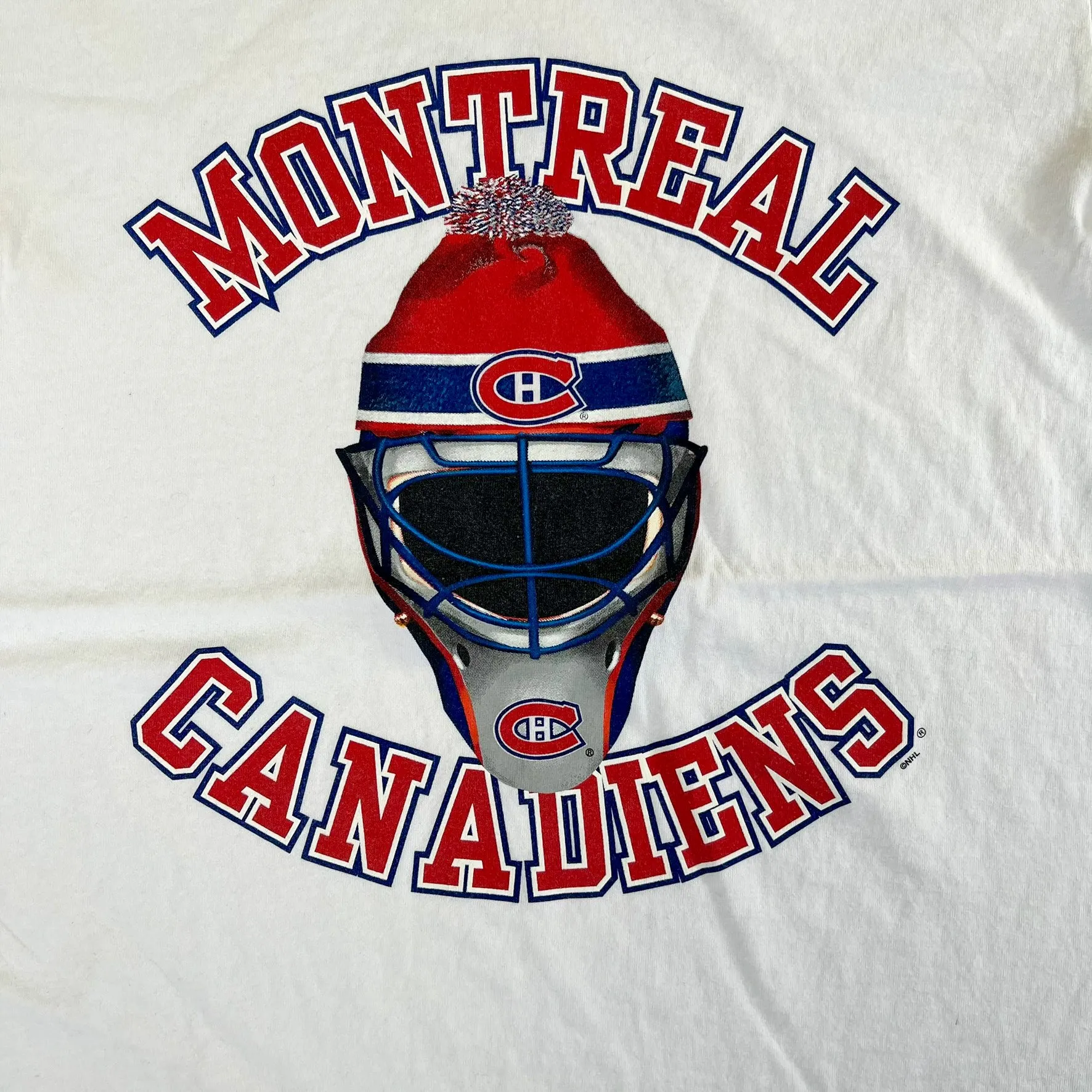 F- Vintage Montreal Canadiens NHL Bulletin Goalie Mask & Beanie Tee sold by HG Vintage product image thumbnail 2