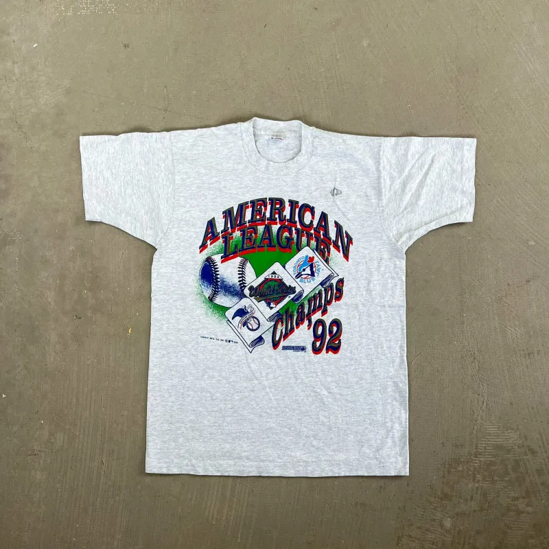 F- Vintage '92 Toronto Blue Jays American League Champs Single Stitch Tee sold by HG Vintage