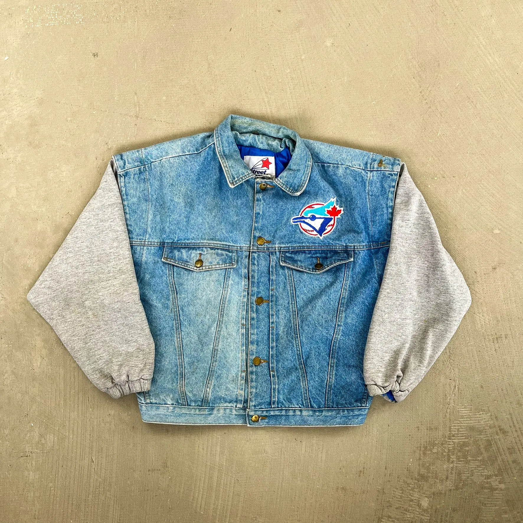 F- Vintage Toronto Blue Jays MLB Street Legends Sweatshirt Denim Jacket sold by HG Vintage