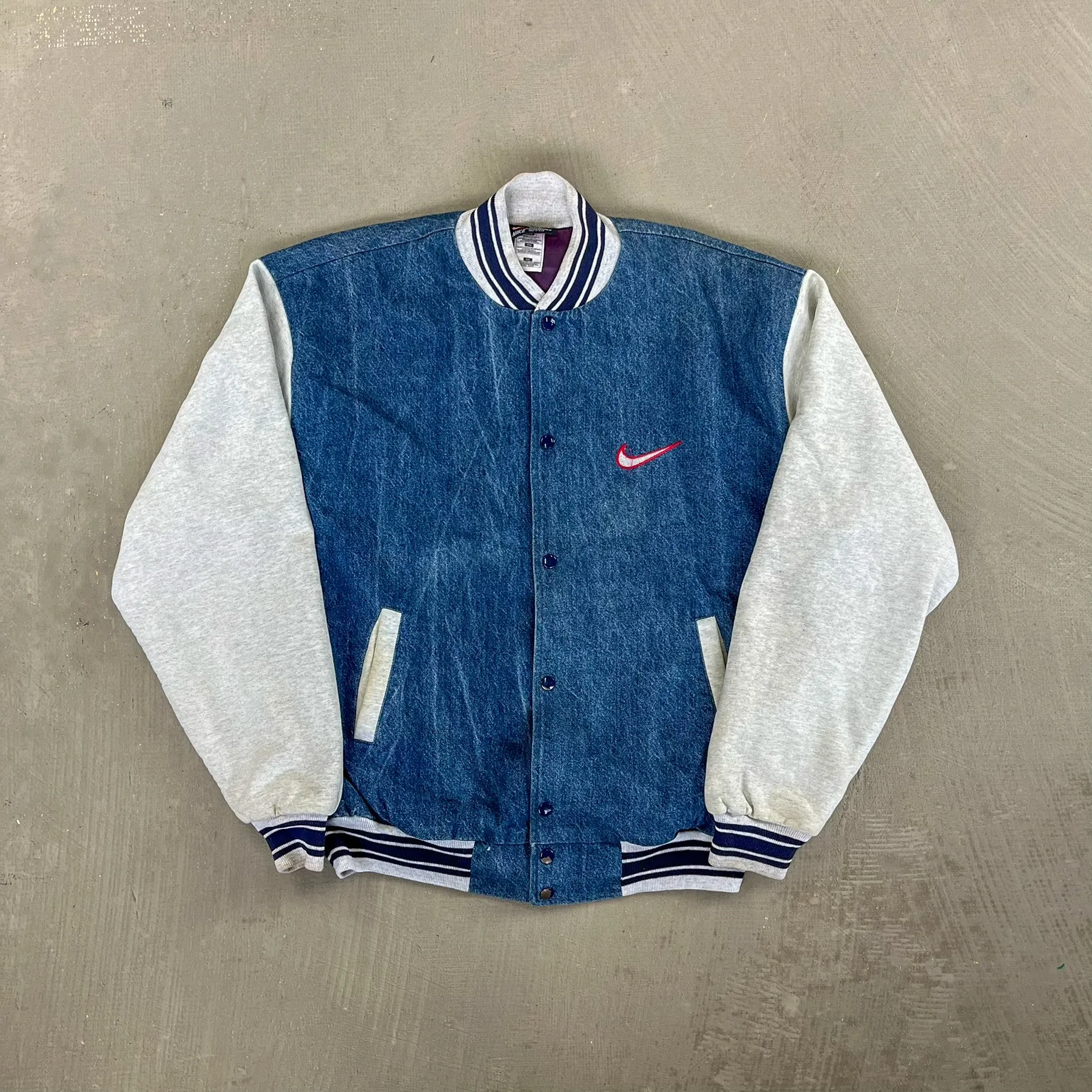 F- Vintage Nike Embroidered Swoosh Sweatshirt Denim Jacket sold by HG Vintage