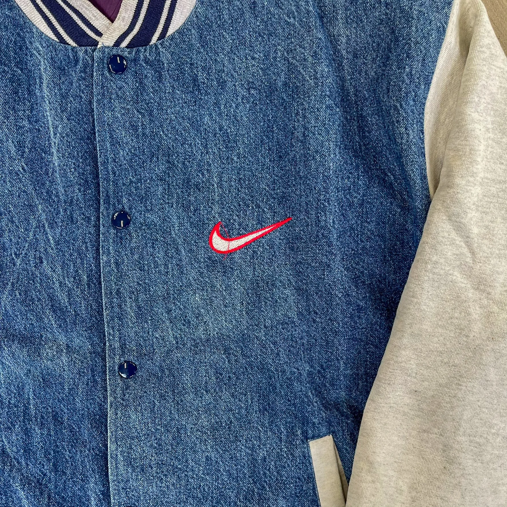 F- Vintage Nike Embroidered Swoosh Sweatshirt Denim Jacket sold by HG Vintage product image thumbnail 2