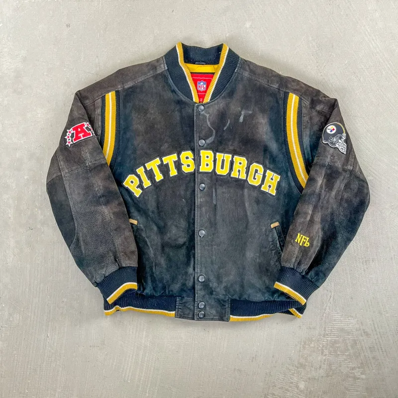 F- Vintage Pittsburgh Steelers NFL Suede Jacket sold by HG Vintage