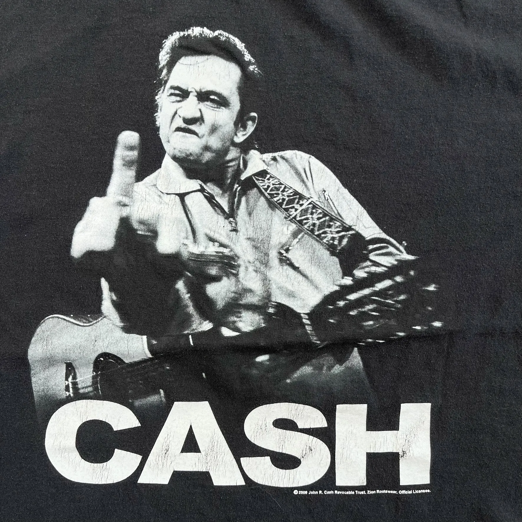 F- '09 Johnny Cash Flipping The Bird Zion Rootswear Picture Tee sold by HG Vintage product image thumbnail 2
