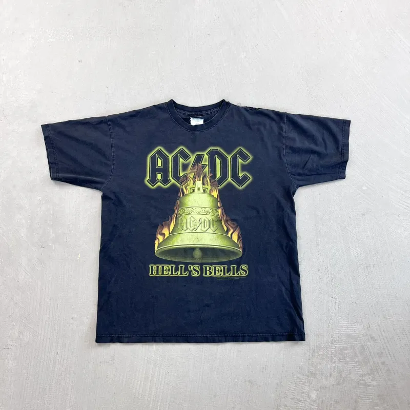 F- Vintage '01 AC/DC 01-02 World Tour Hell's Bell Graphic Tee sold by HG Vintage
