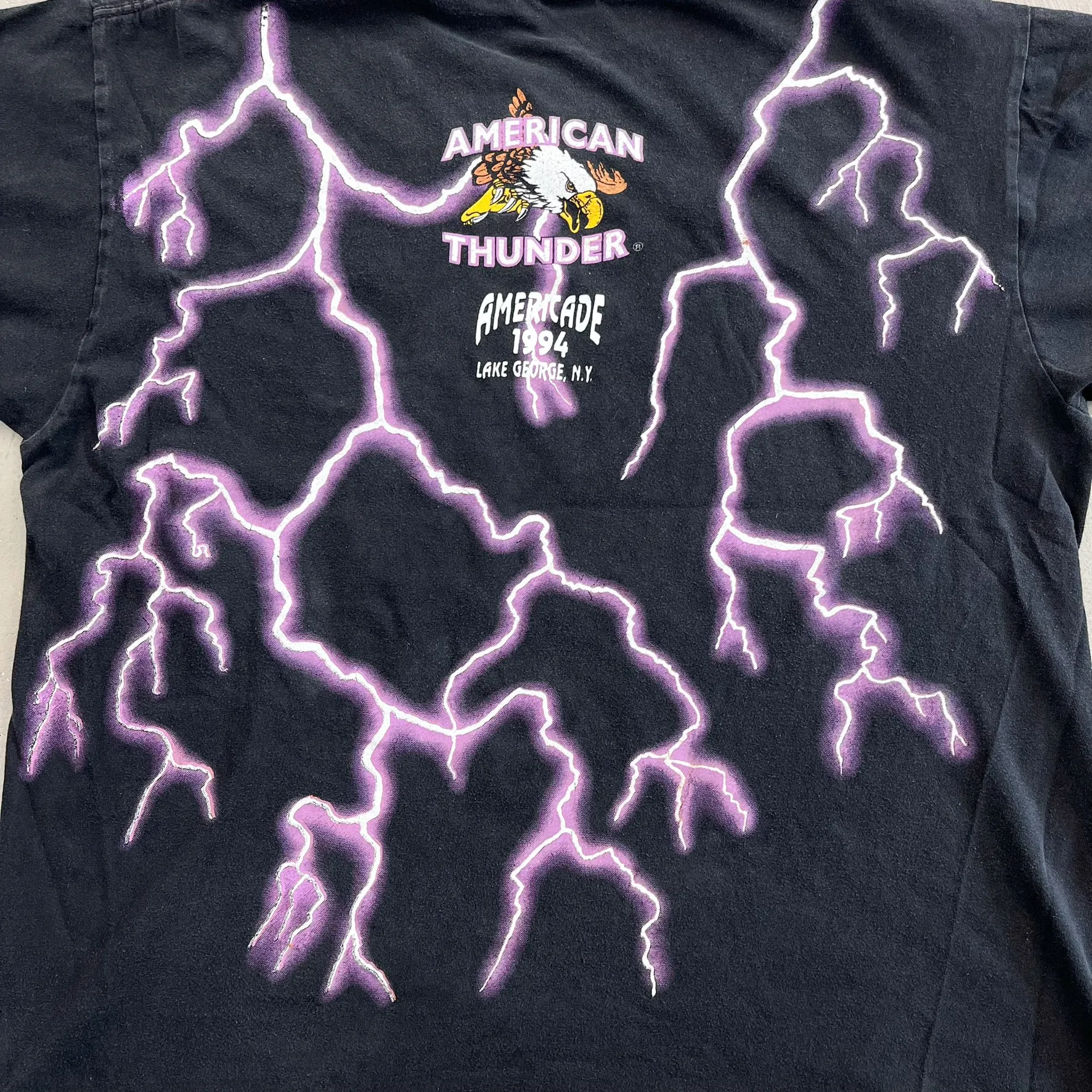 F- Vintage '94 American Thunder Leader Of The Pack Wolves & Motorcycles Purple Thunder Tee sold by HG Vintage product image thumbnail 5
