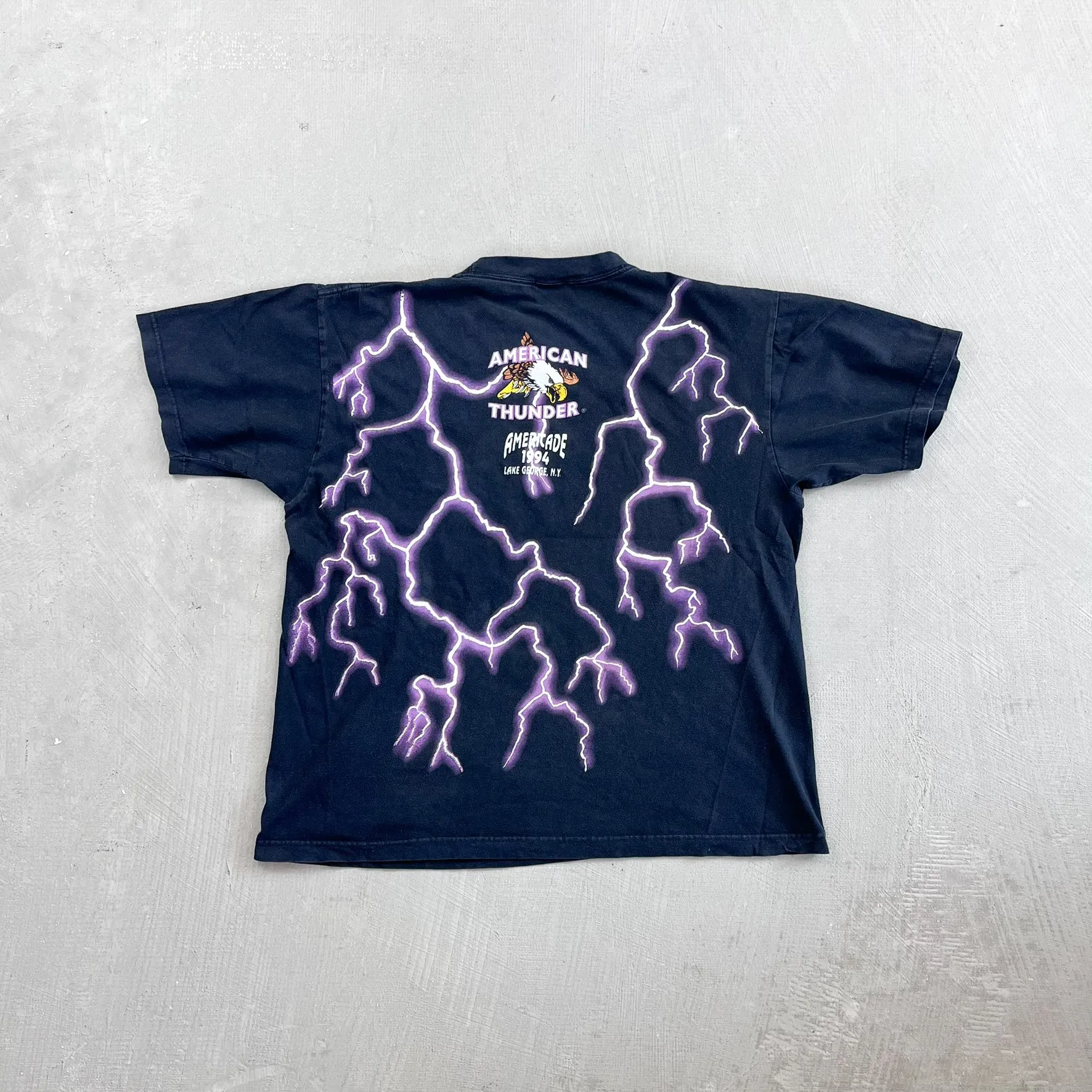 F- Vintage '94 American Thunder Leader Of The Pack Wolves & Motorcycles Purple Thunder Tee sold by HG Vintage product image thumbnail 4