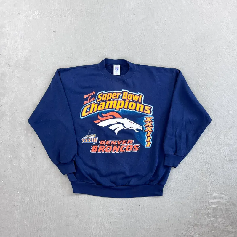 F- Vintage '98 Denver Broncos Super Bowl 33 B2B Champs NFL Logo 7 Crewneck sold by HG Vintage