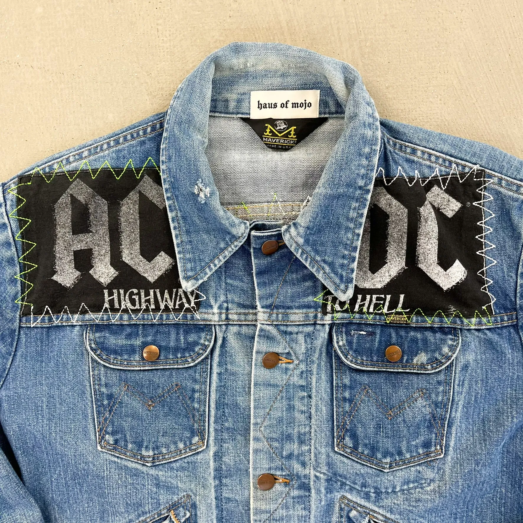 F- HOM AC/DC & Tupac Reworked Custom Denim Jacket sold by HG Vintage product image thumbnail 2