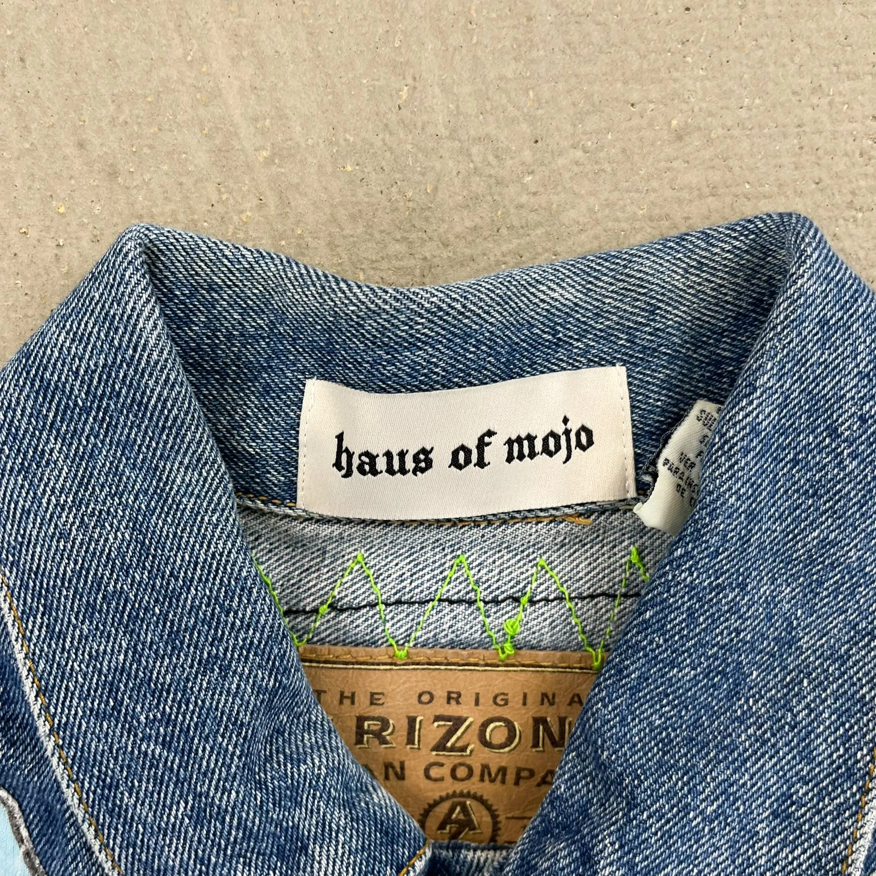 F- HOM Rolling Stones Text & Tongue Logo Reworked Custom Denim Jacket sold by HG Vintage product image thumbnail 3