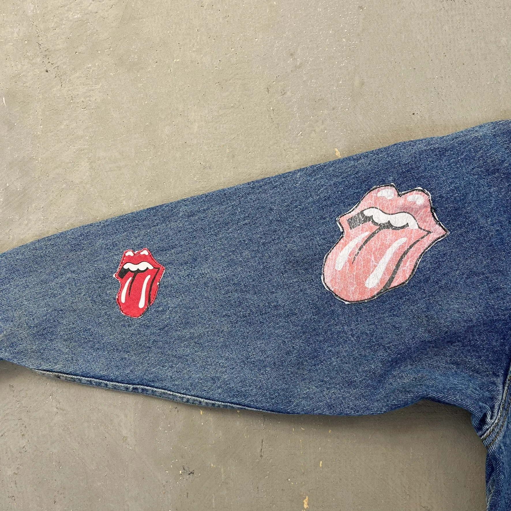 F- HOM Rolling Stones Text & Tongue Logo Reworked Custom Denim Jacket sold by HG Vintage product image thumbnail 5