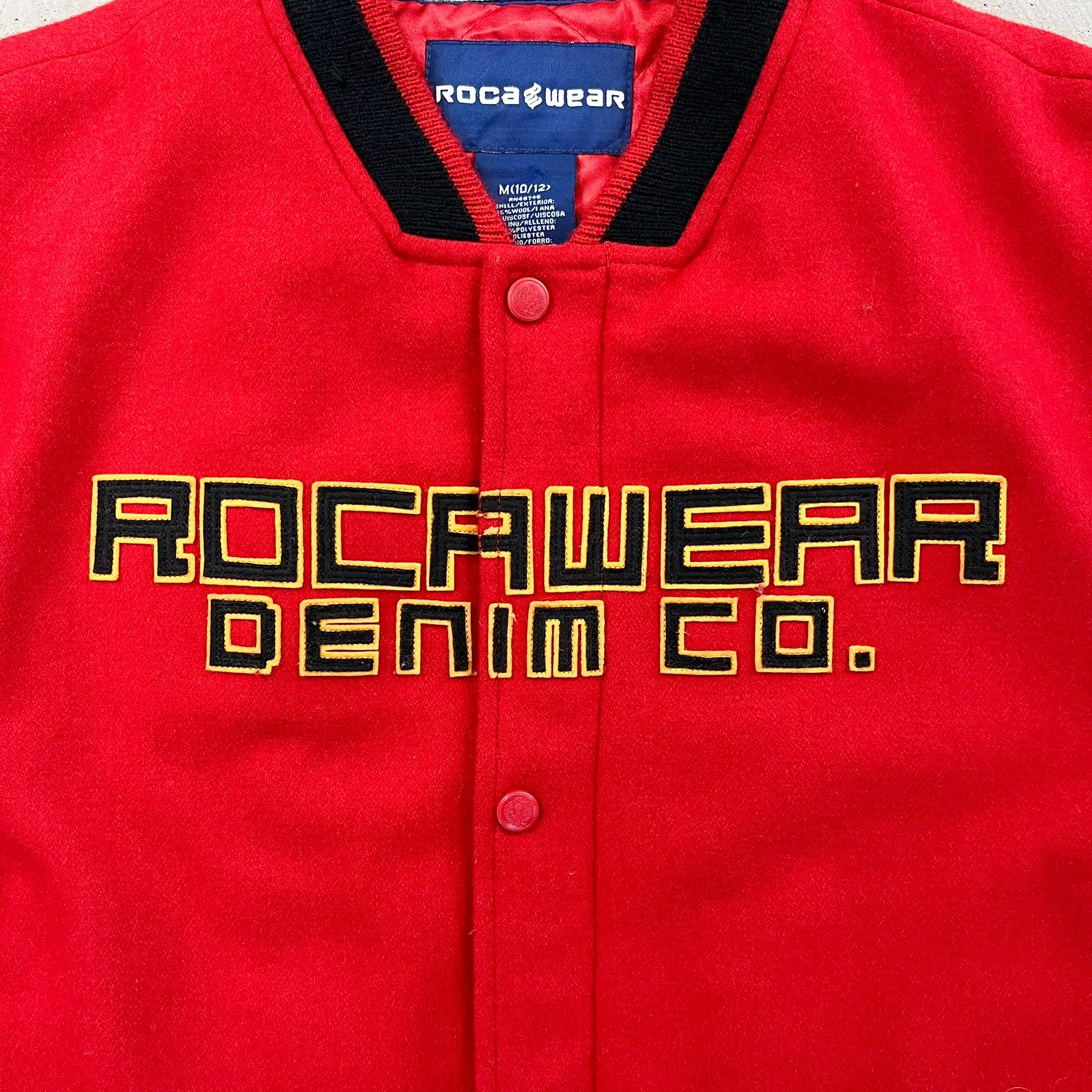 F- Vintage Rocawear Denim Co. Embroidered Text Zip Up Varsity Jacket sold by HG Vintage product image thumbnail 2