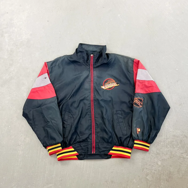 F- Vintage Vancouver Canucks NHL Pro Player Zip Up Windbreaker made by HG Vintage