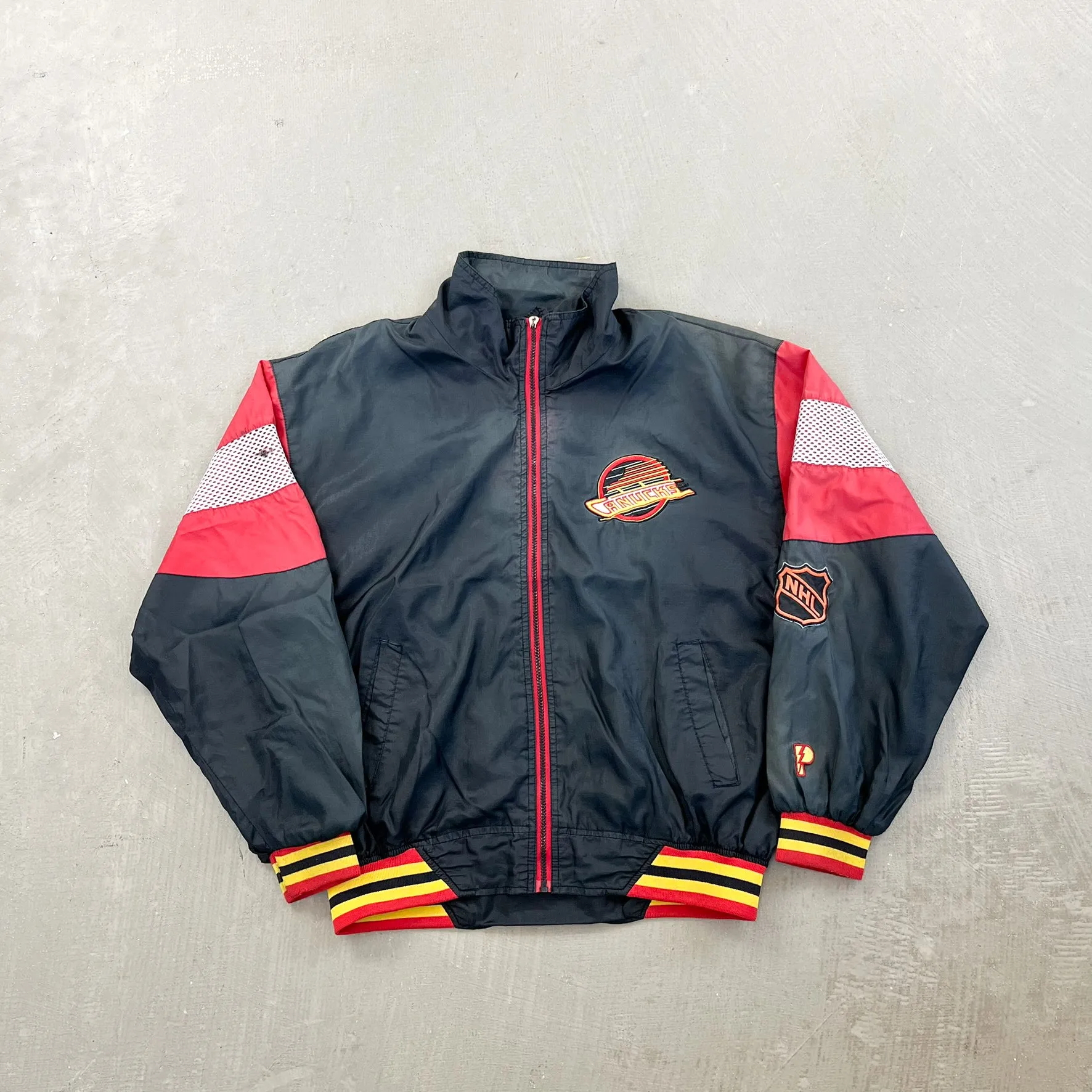 F- Vintage Vancouver Canucks NHL Pro Player Zip Up Windbreaker sold by HG Vintage