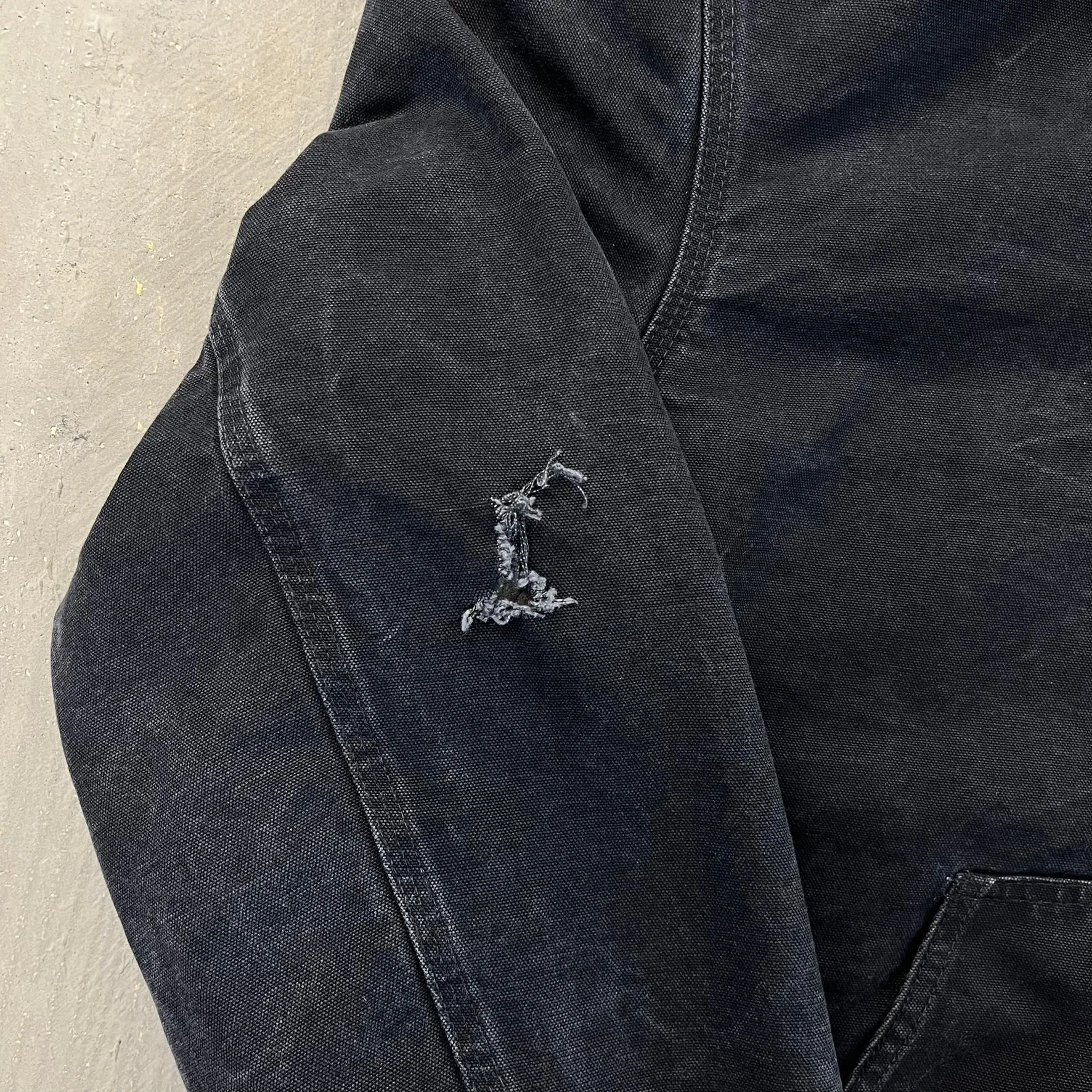 F- Carhartt Canvas Duck Hooded Insulated Black Work Jacket sold by HG Vintage product image thumbnail 2