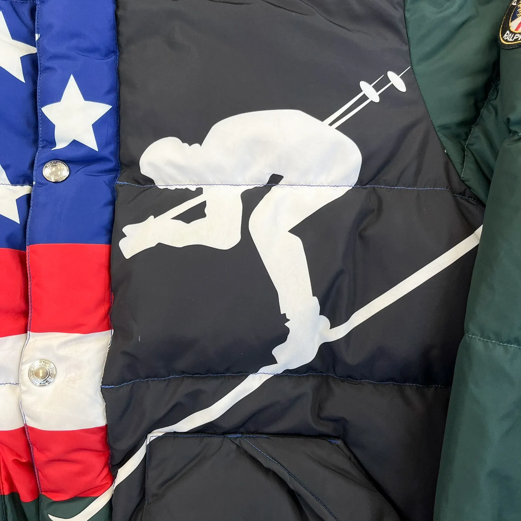 F- Polo Ralph Lauren American Flag & Ski Patchwork Heavy Hooded Winter Jacket sold by HG Vintage product image thumbnail 2
