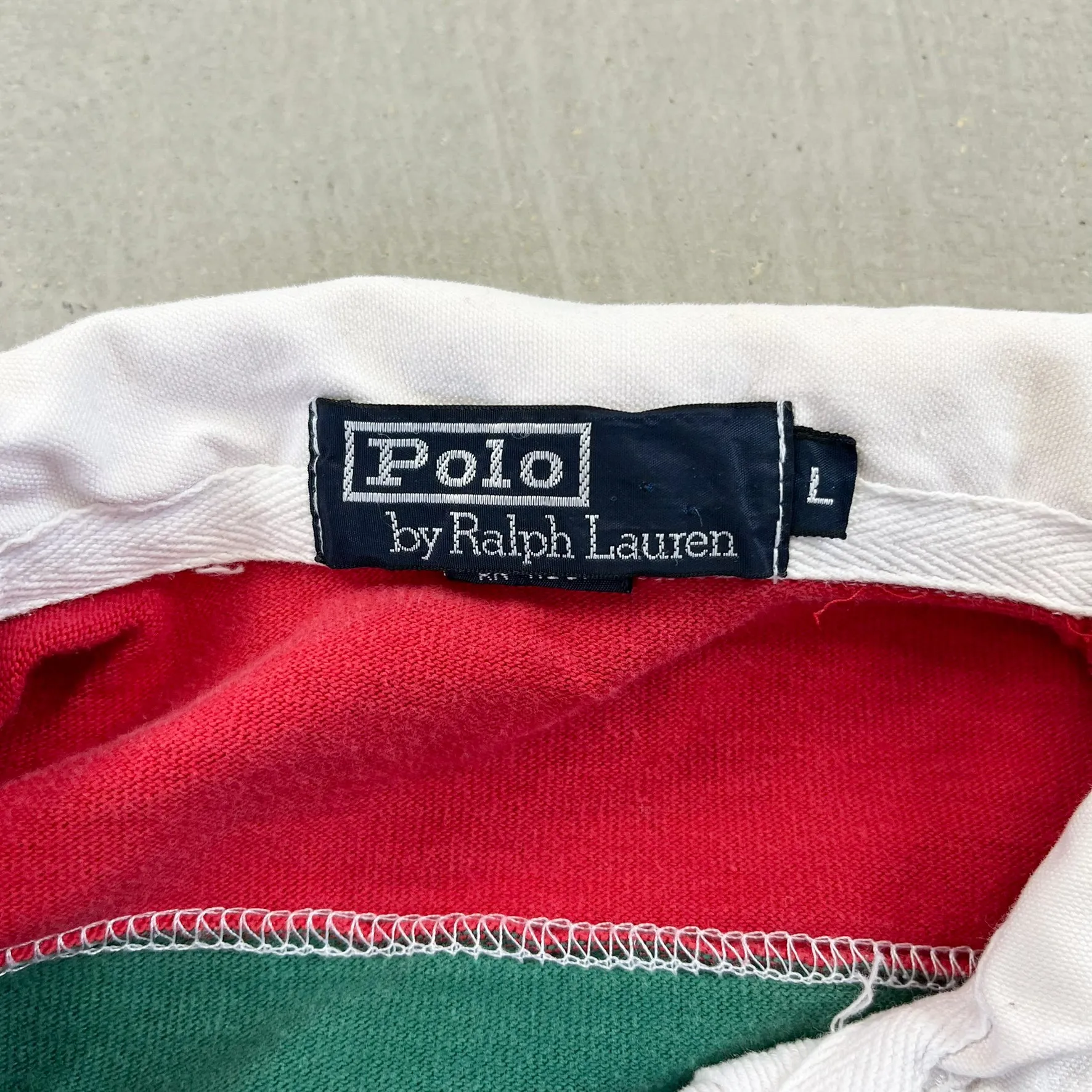 F- Vintage Polo Sport Ralph Lauren Green/Orange/Blue Stripped Rugby Shirt sold by HG Vintage product image thumbnail 3